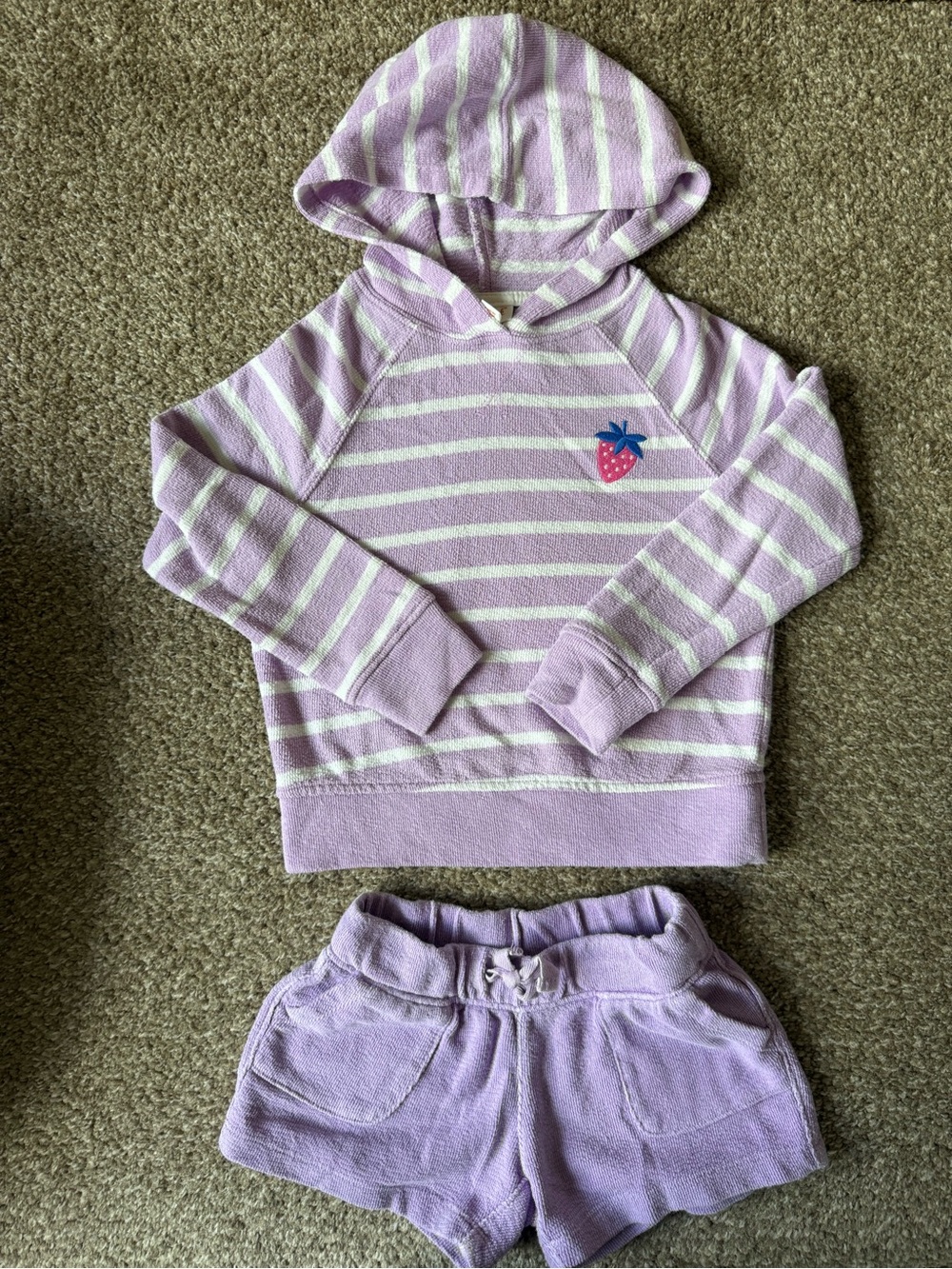 Cat & Jack Lilac and White Striped Terry Shorts - Picture 1 of 7
